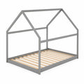 Lit cabane en métal et bois de pin Gris 90x190 cm