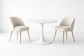 Dining Set with White Table and Beige Upholstered Chairs