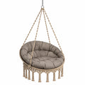 Chaise Hamac Ronde Suspendue en Coton et Polyester Beige