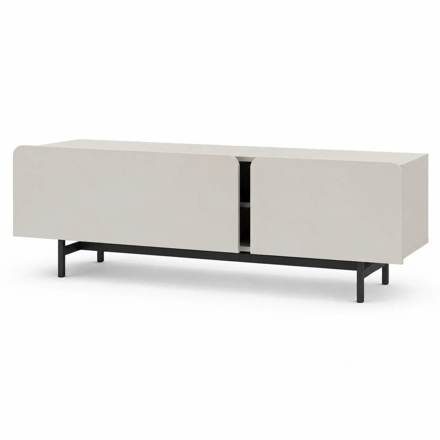 Meuble TV en bois stratifié et métal Blanc 160x40x47 cm