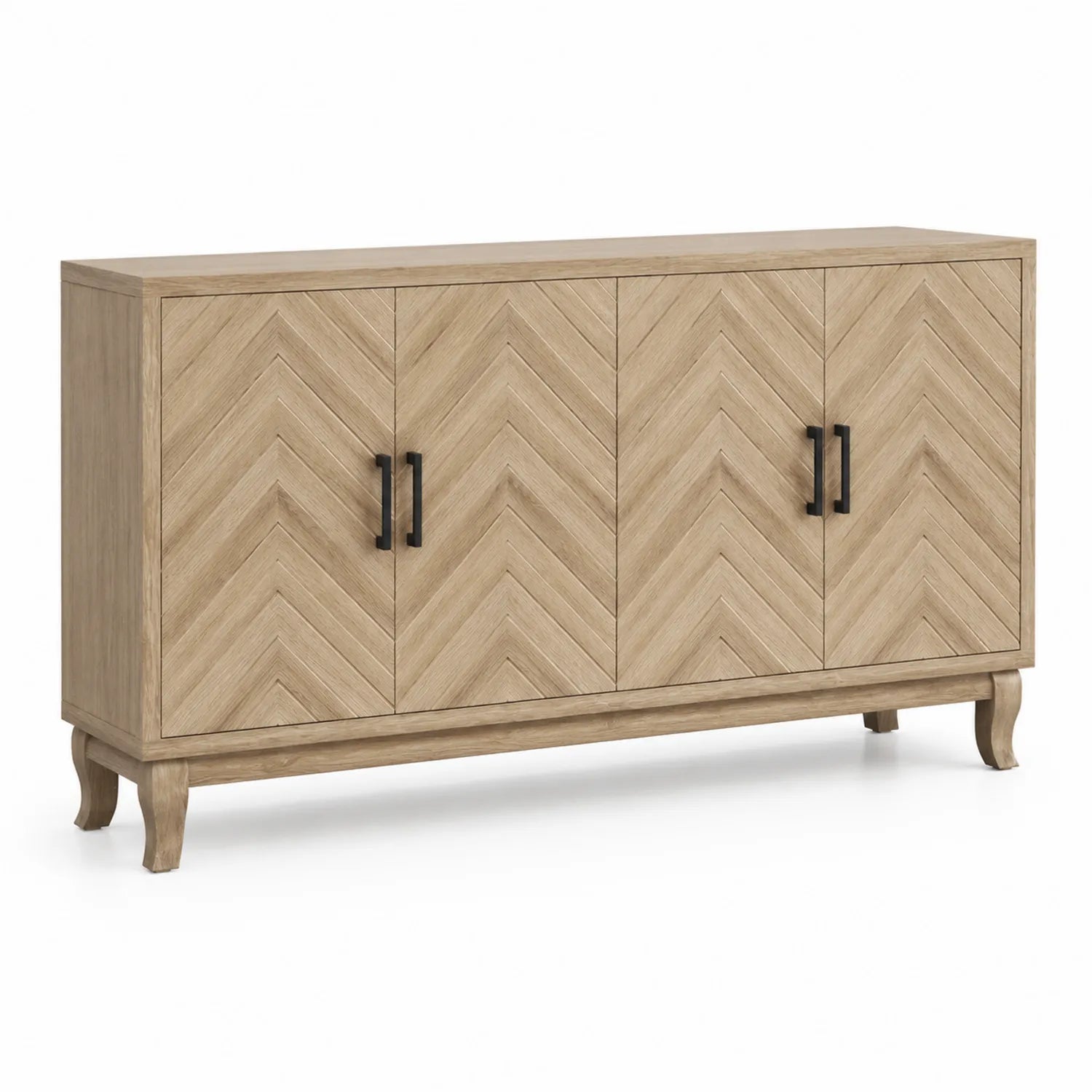 Buffet en bois à 4 portes motif chevron
