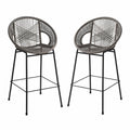 Ensemble de 2 tabourets de bar en rotin et métal Noir/Gris
