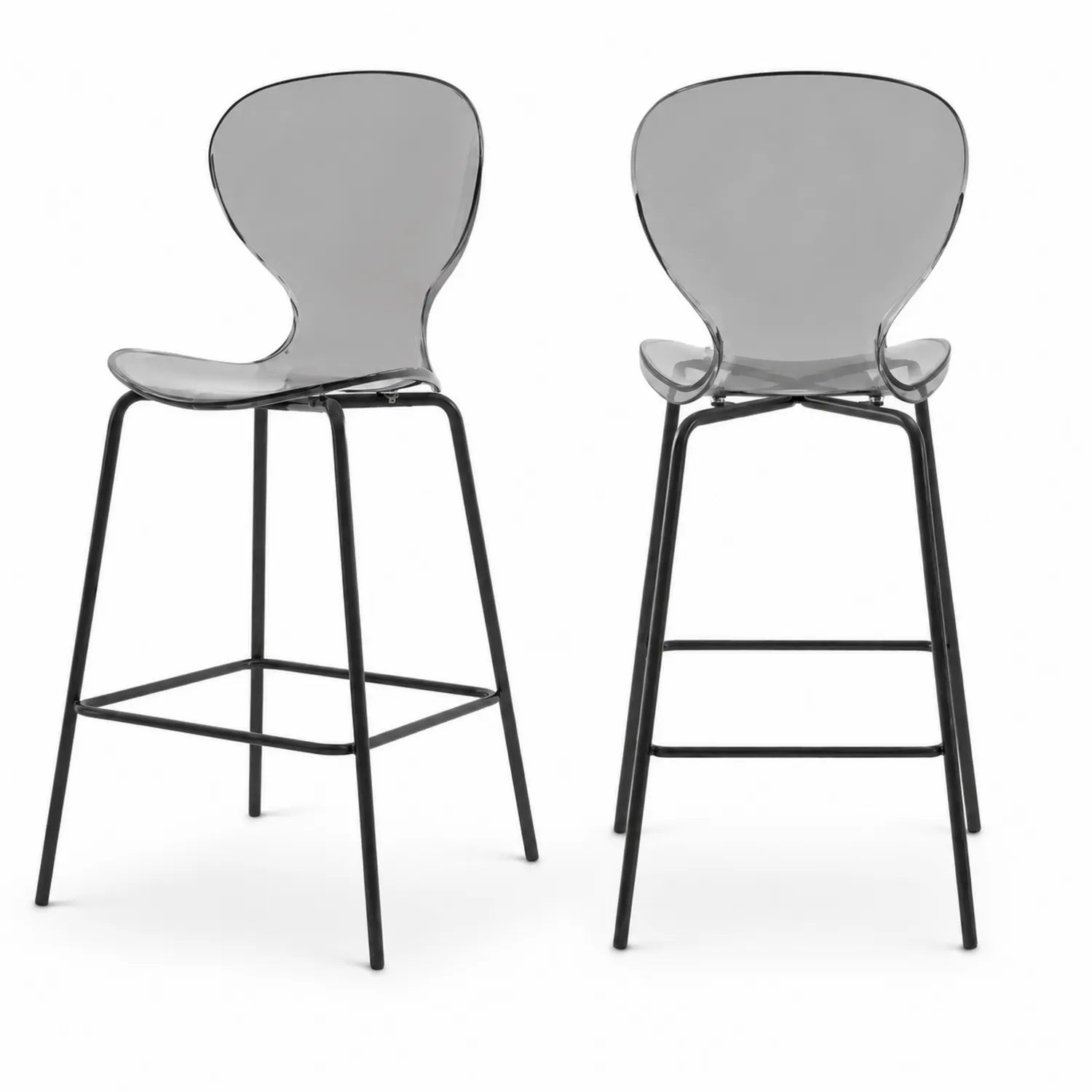 Lot de 2 tabourets de bar en polycarbonate et métal noir