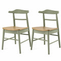 Lot de 2 chaises en bois avec cadre vert et assise en bois clair
