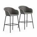 Lot de 2 chaises de bar en rotin avec pieds en acier Noir 110cm Gris