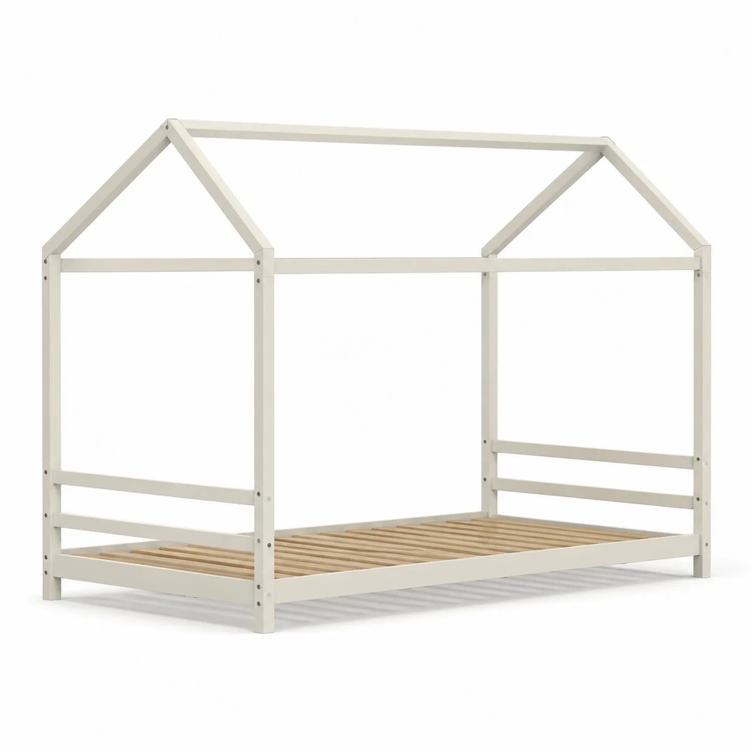 Lit cabane en bois de pin 200x90 cm Blanc