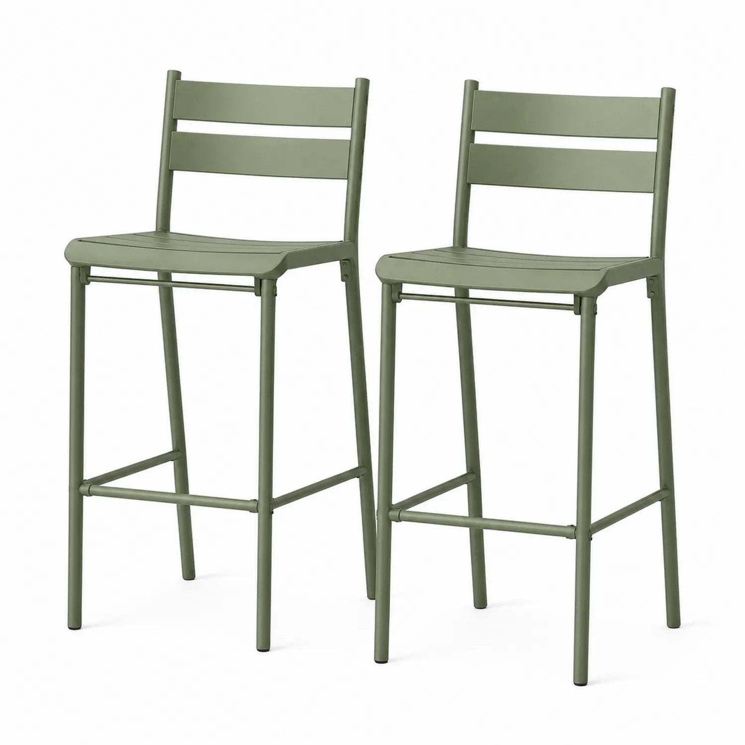 Lot de 2 tabourets de bar en métal vert 75 cm
