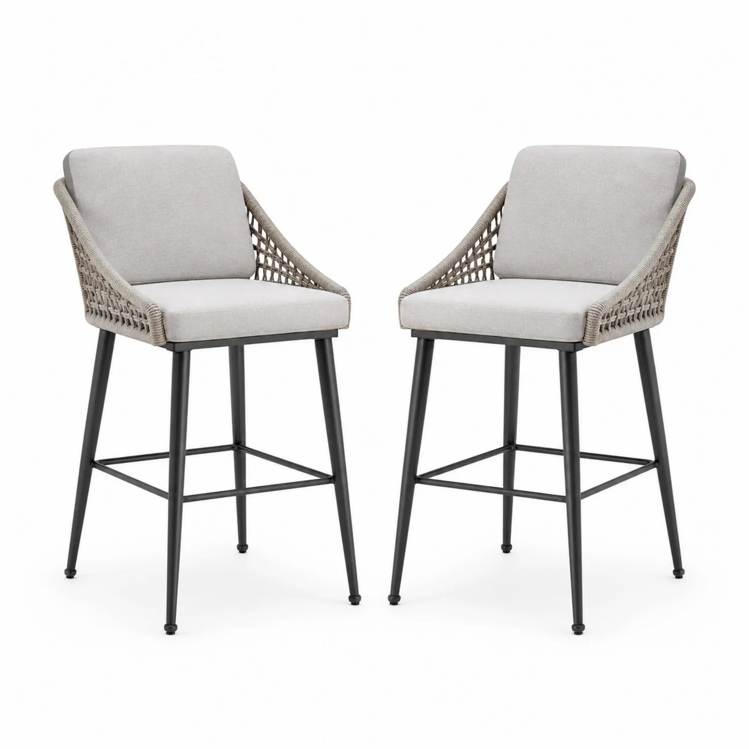 Tabourets de bar en métal et corde avec rembourrage en polyester