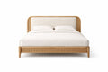 Wooden Bed Frame with Polyester Upholstered Headboard King Size Natural
