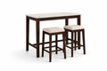 Dining Table Set with Marble-Look Top and Two Padded Stools
