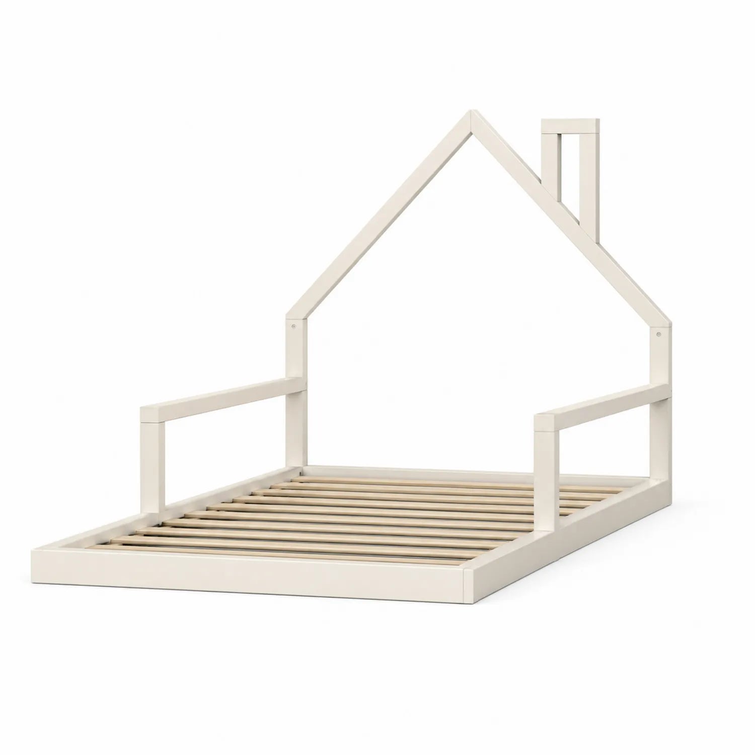 Lit enfant cabane en bois blanc 90x200 cm