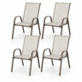 Set de 4 chaises en aluminium et textilène beige