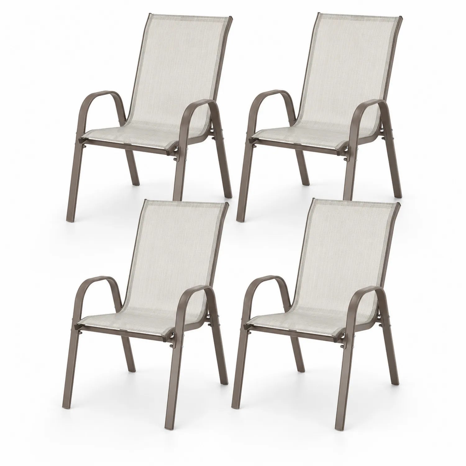 Set de 4 chaises en aluminium et textilène beige