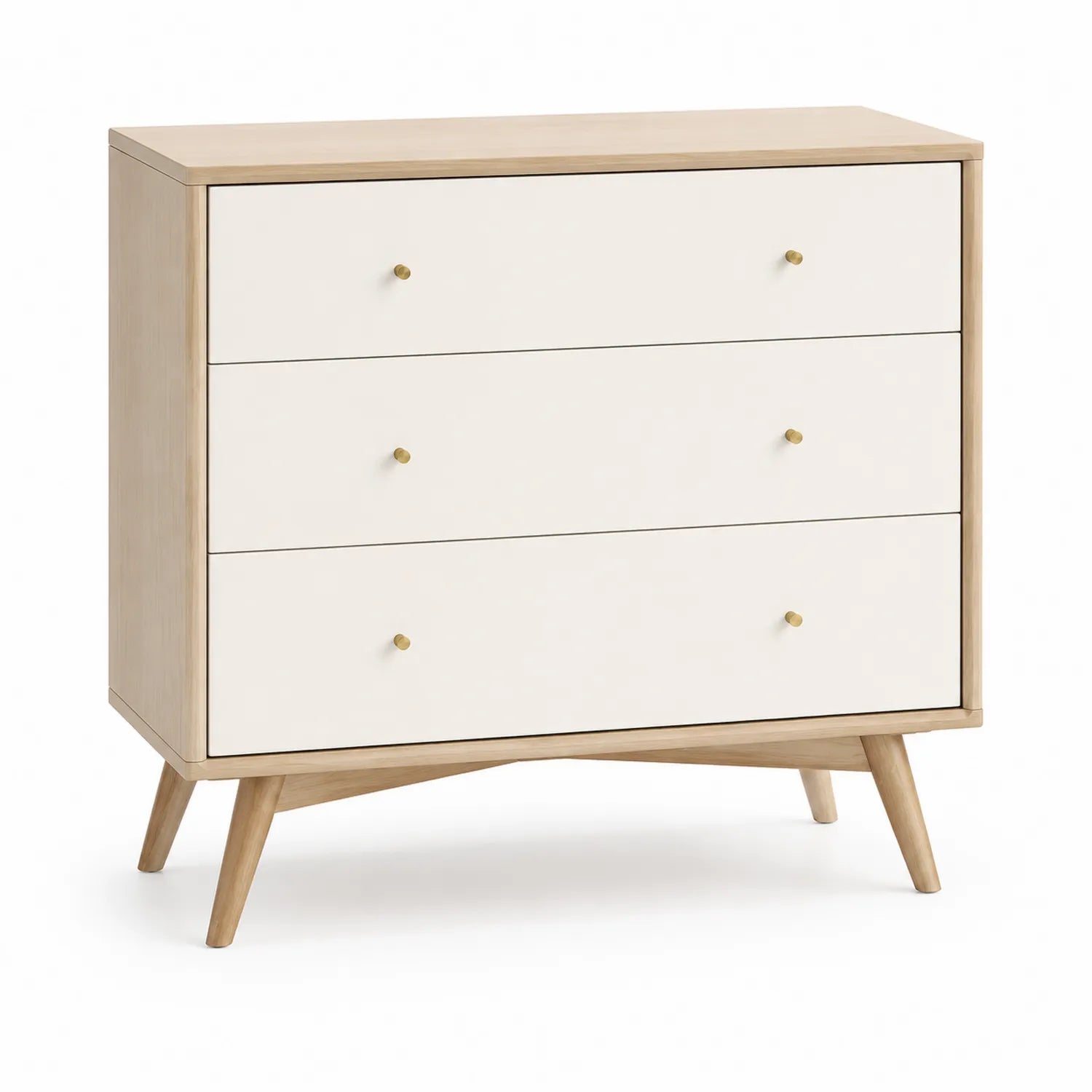 Commode en bois et MDF blanc avec trois tiroirs 90cm x 40cm x 85cm