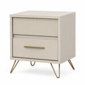 Table de chevet en bois et métal doré, Beige