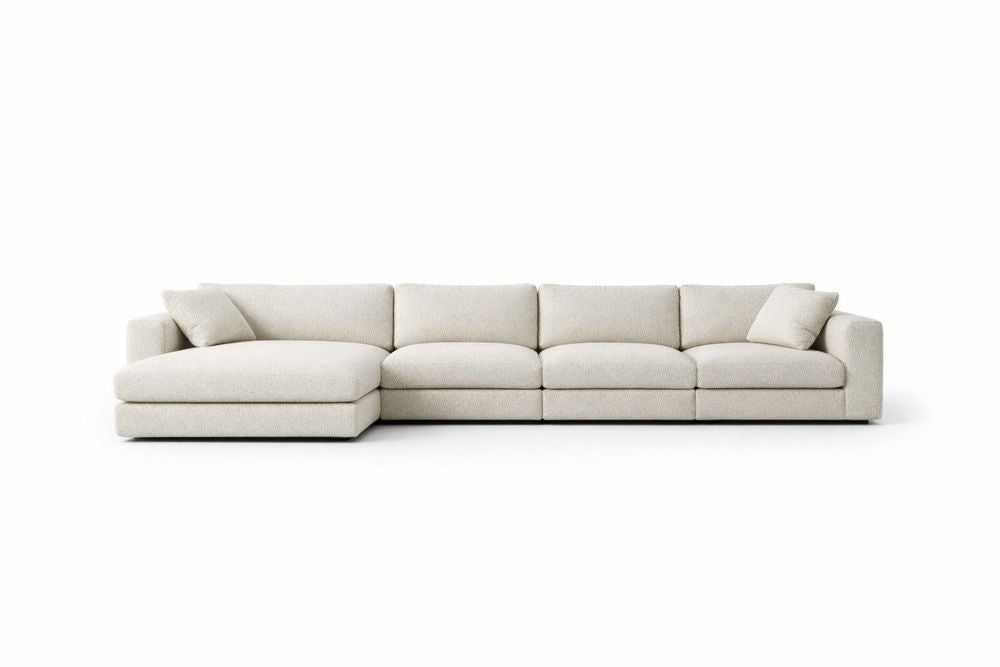Beige Fabric 3-Piece Sectional Sofa with Left Chaise