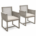 Lot de 2 fauteuils en aluminium et corde gris avec coussin beige