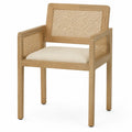 Chaise en bois et rotin avec assise en lin