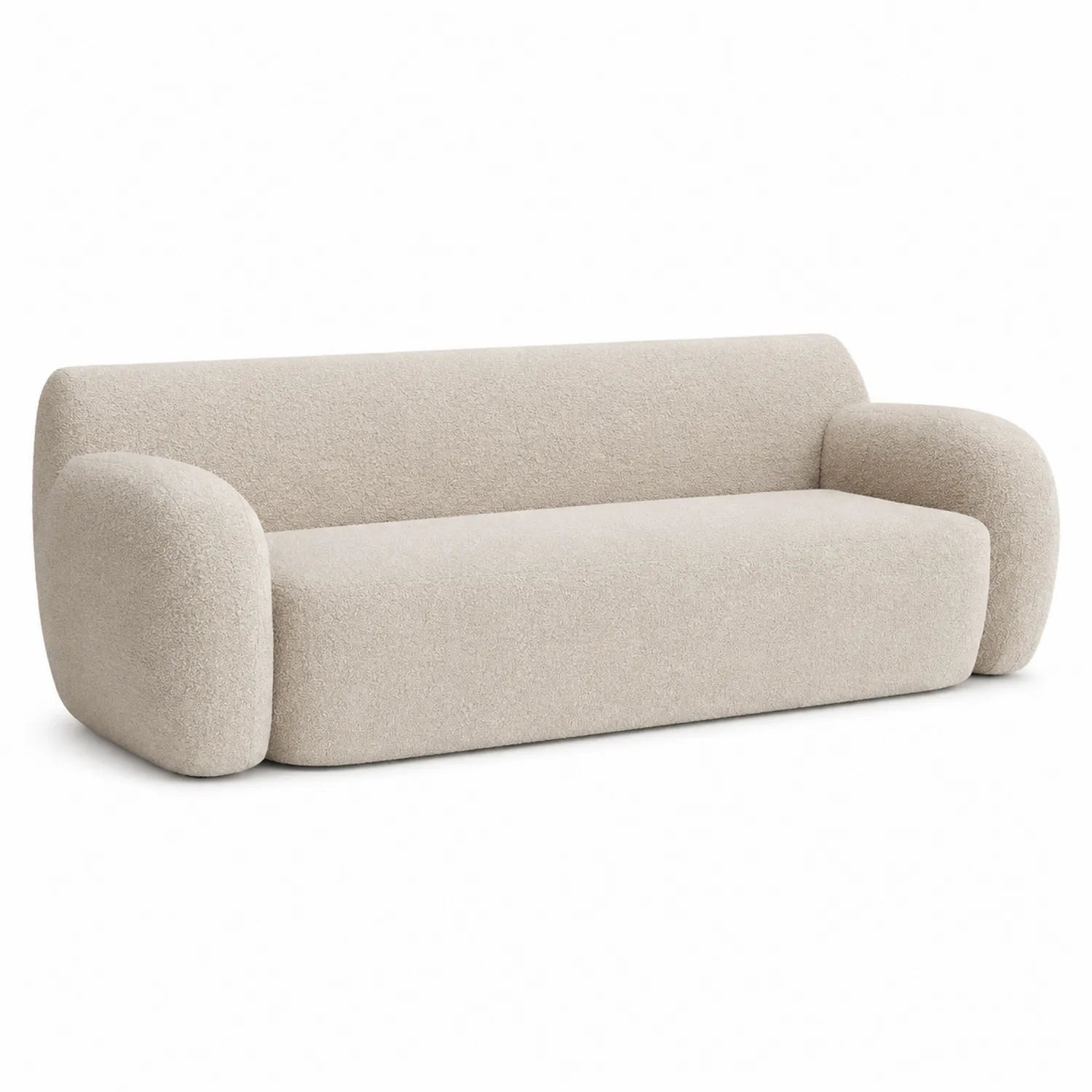 Sofá recto de 3 plazas en tela beige de 210 cm