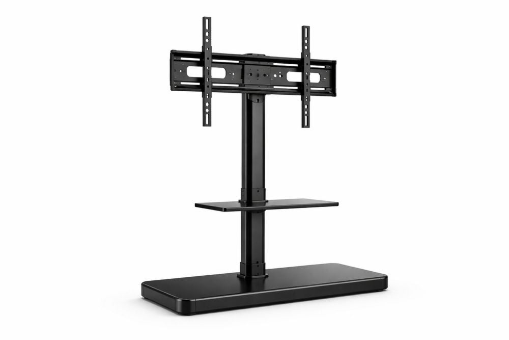 Adjustable Steel TV Stand with Shelf Black