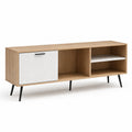 Meuble TV en bois et métal avec porte et rayonnages