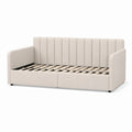 Lit gigogne en bois et tissu polyester Beige 200x90 cm