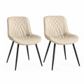 Lot de 2 chaises en cuir PU Beige avec pieds en métal