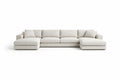 Sectional Sofa Set Polyester Fabric Beige U-Shaped with Cushions