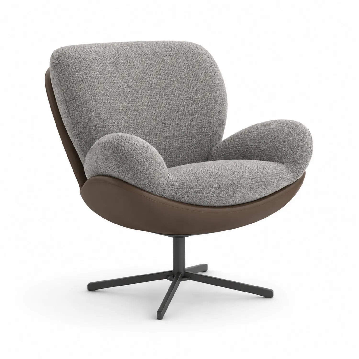 Fauteuil pivotant en tissu et cuir synthétique