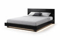 Queen Platform Bed with Black Finish and LED Lighting MDF