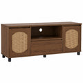 Meuble TV 140x40x55 cm en MDF et Rotin Marron