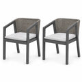 Ensemble de 2 chaises en aluminium et résine tressée avec coussins gris et crème