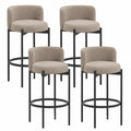Ensemble de 4 tabourets de bar en tissu, cadre en métal, hauteur d'assise 75 cm