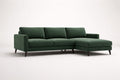 Green Sectional Sofa with Polyester Upholstery and Wood Legs