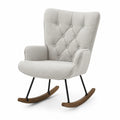 Fauteuil à bascule en tissu Beige avec cadre en métal et bois