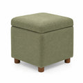 Pouf carré en tissu vert avec rangement 38 x 38 x 40 cm