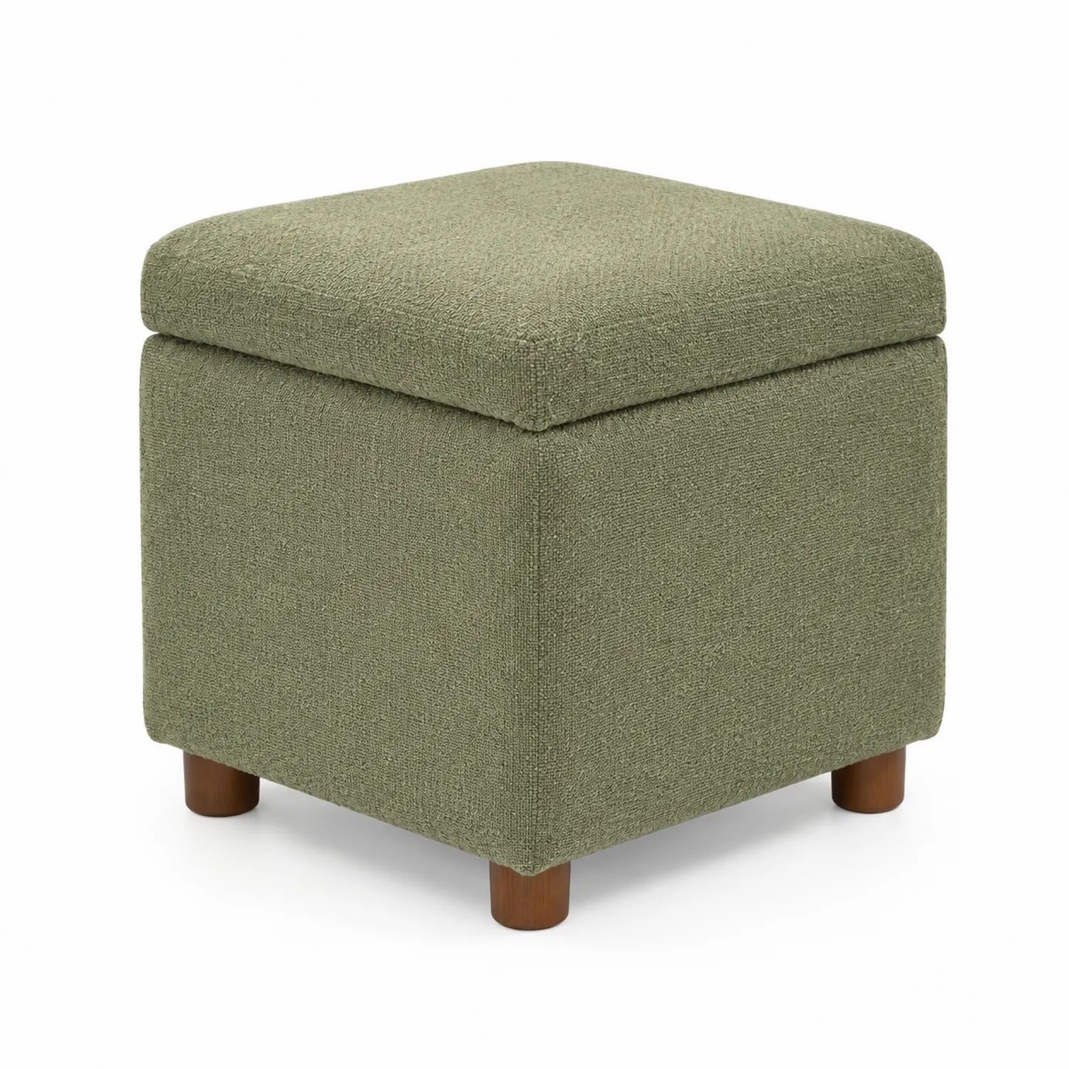Pouf carré en tissu vert avec rangement 38 x 38 x 40 cm