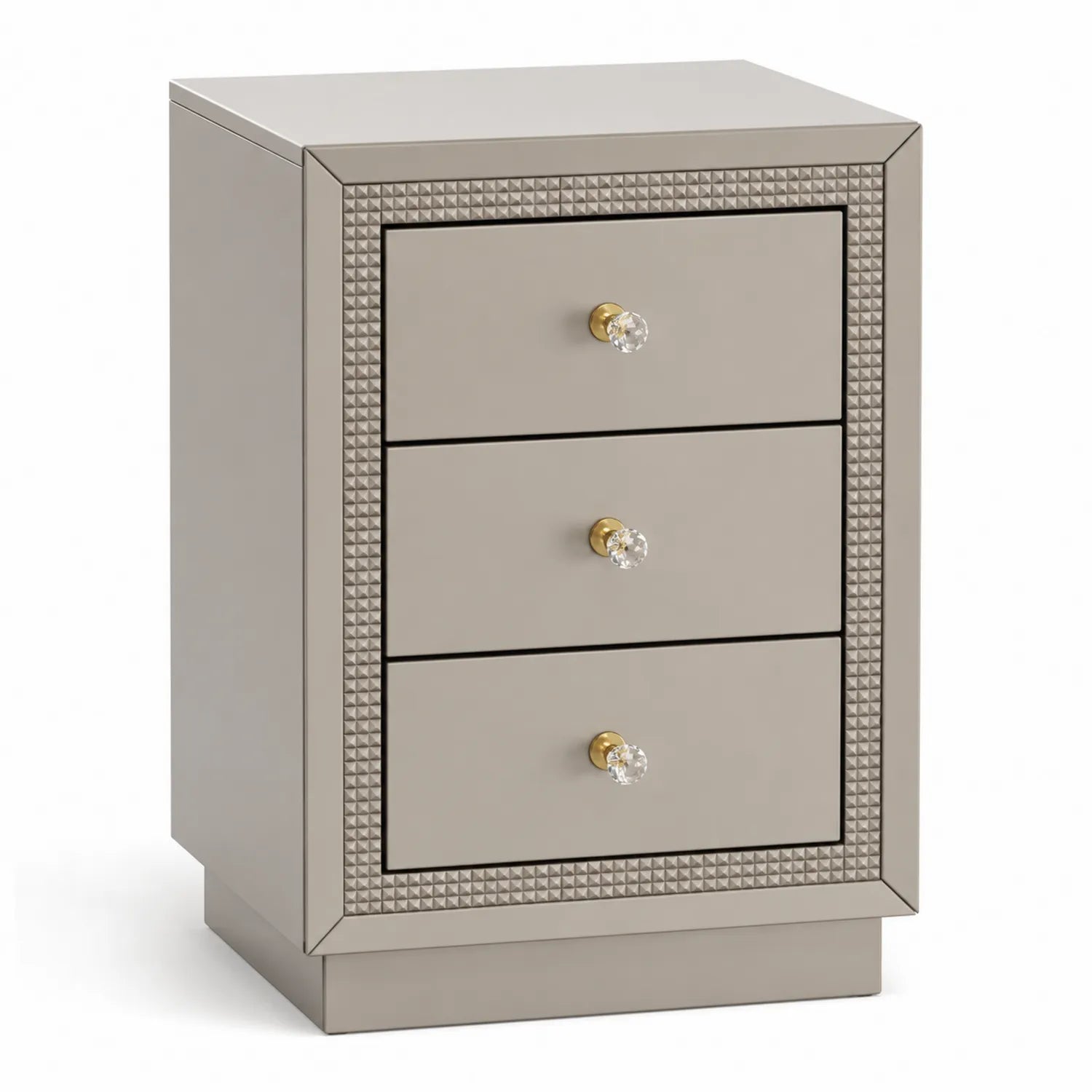 Commode 3 tiroirs en bois MDF avec poignées cristal
